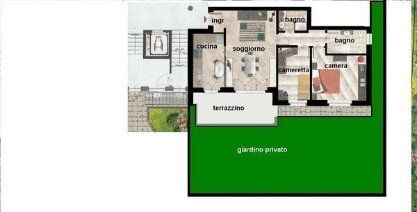 Rif. T388 MAGENTA TRILOCALE NUOVO + GIARDINO € 208.000